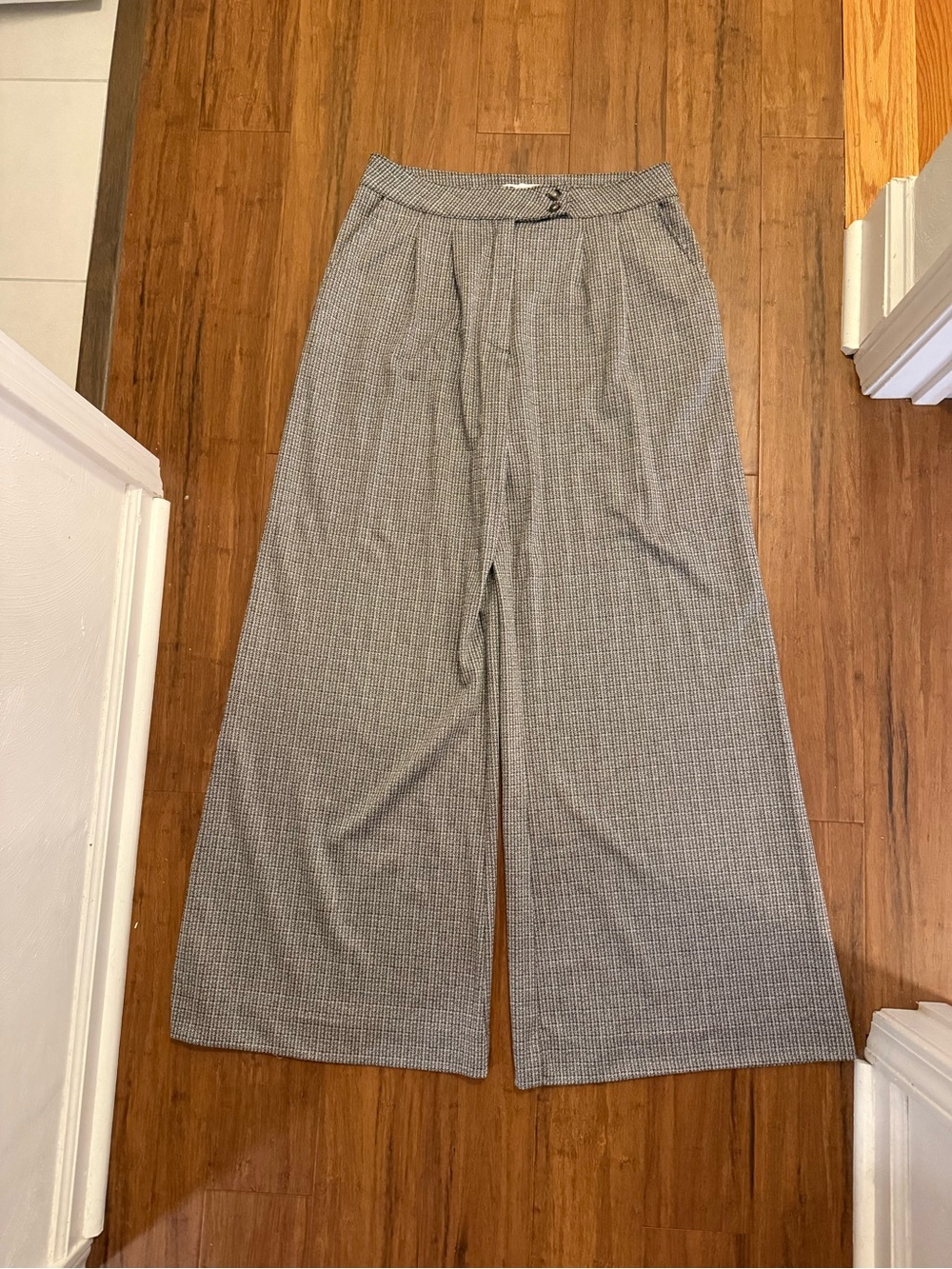SO Black and White Wide-Leg Houndstooth Pants